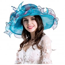 Elegant Mujer Lace Wide Brim Kentucky Derby Sun Hat Wedding Tea Party Church Cap  eb-10647132